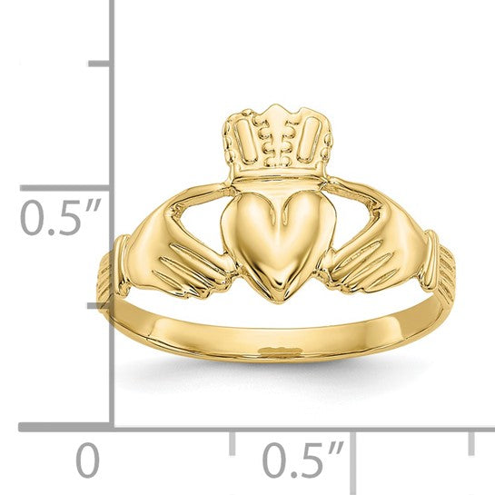 10kt Yellow Gold Polished Claddagh Ring