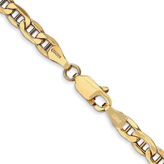 10kt Yellow Gold 4mm Semi-Solid Anchor Chain