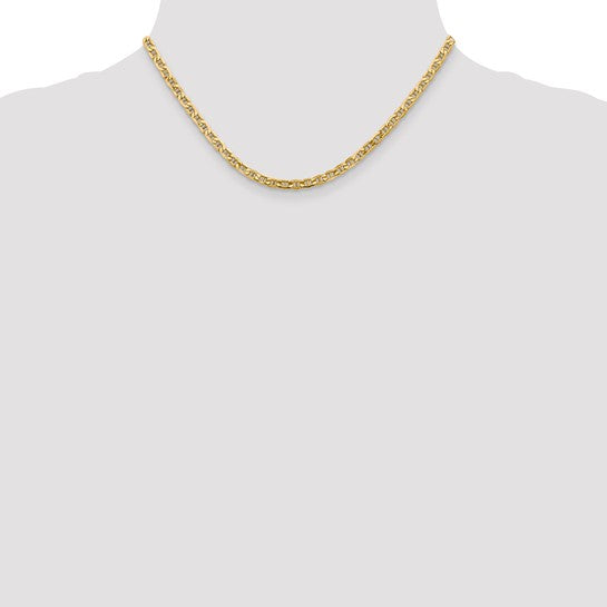 10kt Yellow Gold 4mm Semi-Solid Anchor Chain