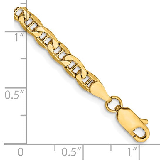 10kt Yellow Gold 4mm Semi-Solid Anchor Chain