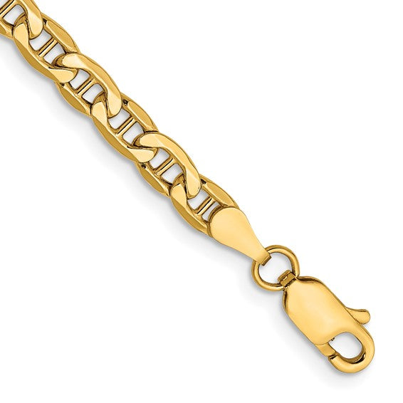10kt Yellow Gold 4mm Semi-Solid Anchor Chain