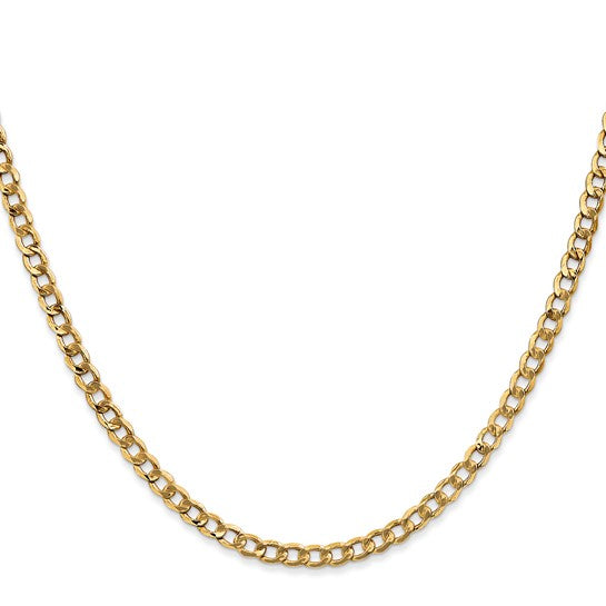 10kt Yellow Gold 3.35mm Semi-Solid Curb Link Chain