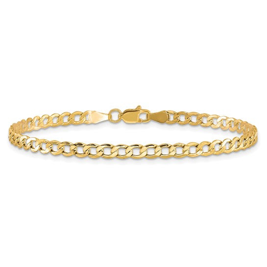 10kt Yellow Gold 3.35mm Semi-Solid Curb Link Chain