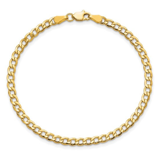 10kt Yellow Gold 3.35mm Semi-Solid Curb Link Chain