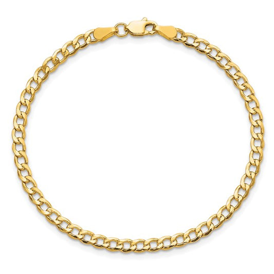 10kt Yellow Gold 3.35mm Semi-Solid Curb Link Chain