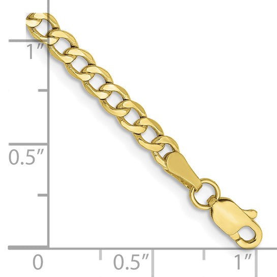 10kt Yellow Gold 3.35mm Semi-Solid Curb Link Chain
