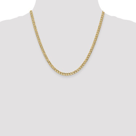 10kt Yellow Gold 4.3mm Semi-Solid Curb Link Chain