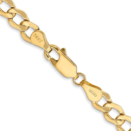 10kt Yellow Gold 5.25mm Semi-Solid Curb Link Chain