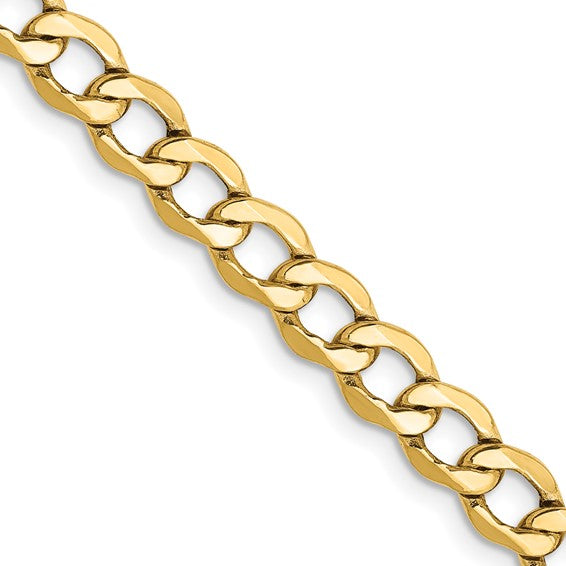 10kt Yellow Gold 5.25mm Semi-Solid Curb Link Chain