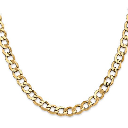 10kt Yellow Gold 6.5mm Semi-Solid Curb Link Chain