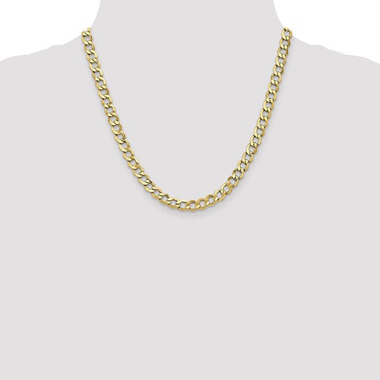 10kt Yellow Gold 6.5mm Semi-Solid Curb Link Chain