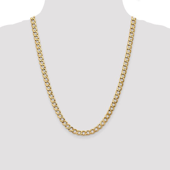 10kt Yellow Gold 7mm Semi-Solid Curb Link Chain