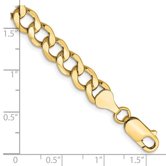 10kt Yellow Gold 7mm Semi-Solid Curb Link Chain
