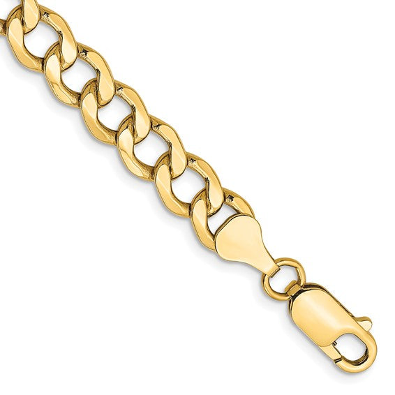 10kt Yellow Gold 7mm Semi-Solid Curb Link Chain