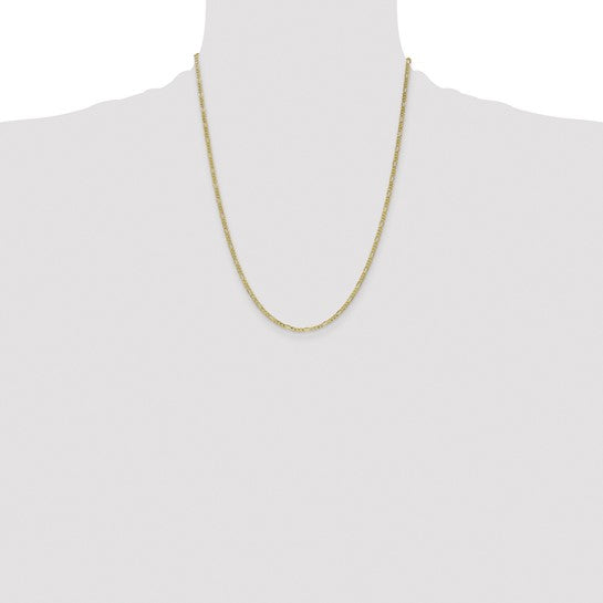 10kt Yellow Gold 2.5mm Semi-Solid Figaro Chain