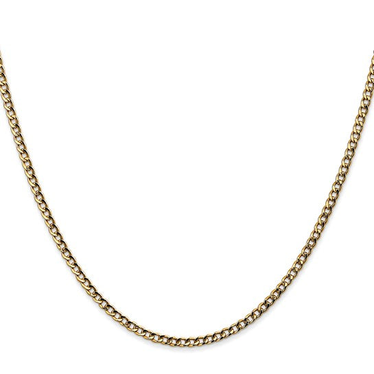 10kt Yellow Gold 2.5mm Semi-Solid Curb Link Chain