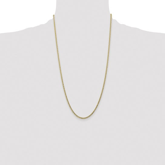 10kt Yellow Gold 2.5mm Semi-Solid Curb Link Chain