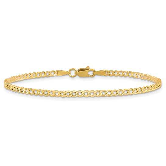 10kt Yellow Gold 2.5mm Semi-Solid Curb Link Chain Anklet
