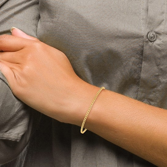 10kt Yellow Gold 2.5mm Semi-Solid Curb Link Chain Anklet