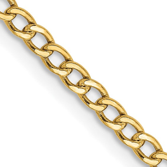 10kt Yellow Gold 2.5mm Semi-Solid Curb Link Chain