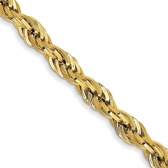 10kt Yellow Gold 3mm Semi-Solid Rope Chain