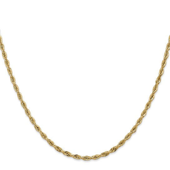 10kt Yellow Gold 2.8mm Semi-Solid Rope Chain