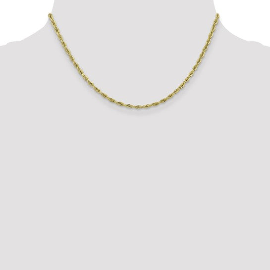 10kt Yellow Gold 2.8mm Semi-Solid Rope Chain