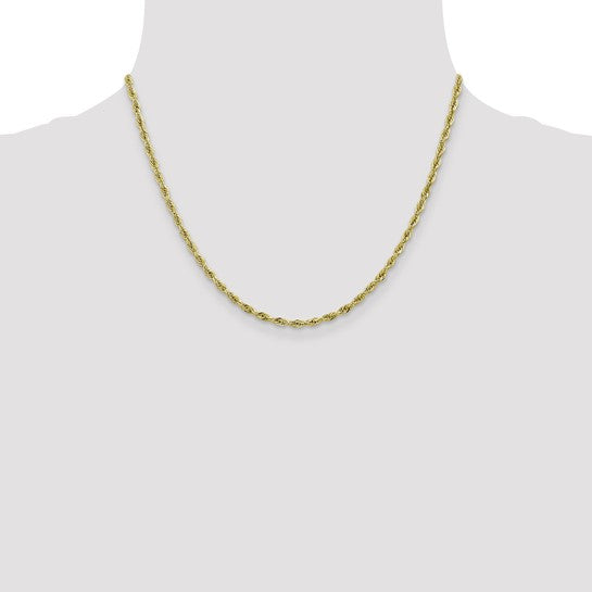 10kt Yellow Gold 2.8mm Semi-Solid Rope Chain
