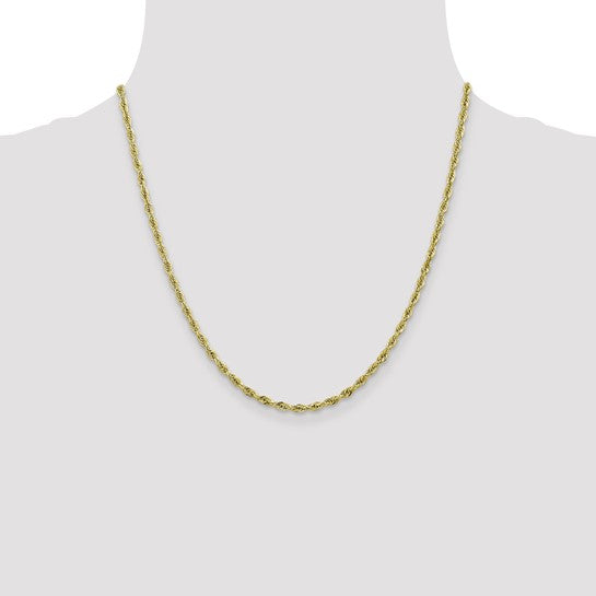 10kt Yellow Gold 2.8mm Semi-Solid Rope Chain