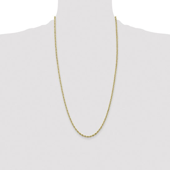 10kt Yellow Gold 2.8mm Semi-Solid Rope Chain