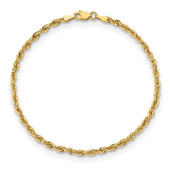 10kt Yellow Gold 2.8mm Semi-Solid Rope Chain