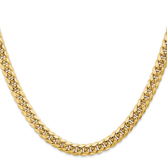 10kt Yellow Gold 6.75mm Semi-Solid Miami Cuban Chain