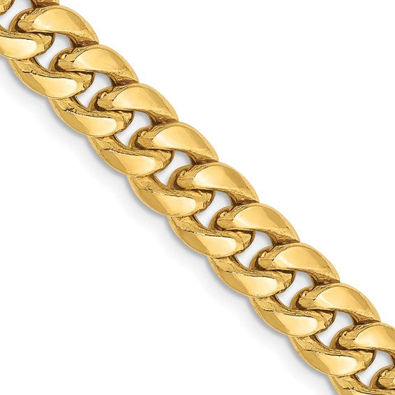 10kt Yellow Gold 6.75mm Semi-Solid Miami Cuban Chain