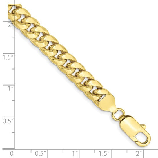 10kt Yellow Gold 7.3mm Semi-Solid Miami Cuban Chain