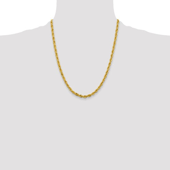 10kt Yellow Gold 4.25mm Semi-Solid Rope Chain