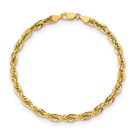 10kt Yellow Gold 4.75mm Semi-Solid Rope Chain