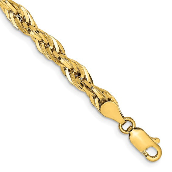 10kt Yellow Gold 4.75mm Semi-Solid Rope Chain