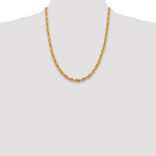 10kt Yellow Gold 5.4mm Semi-Solid Rope Chain