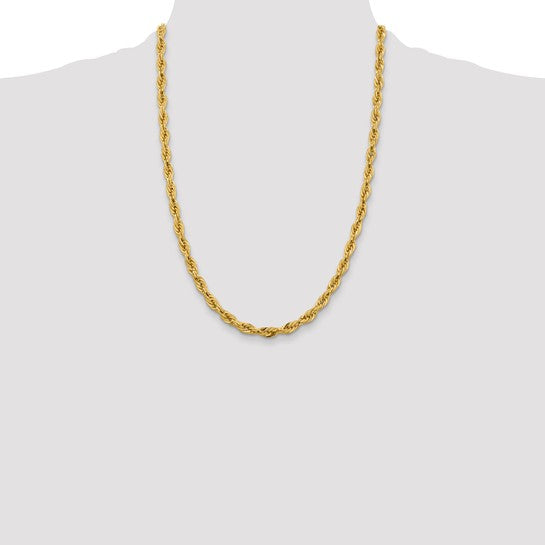 10kt Yellow Gold 5.4mm Semi-Solid Rope Chain