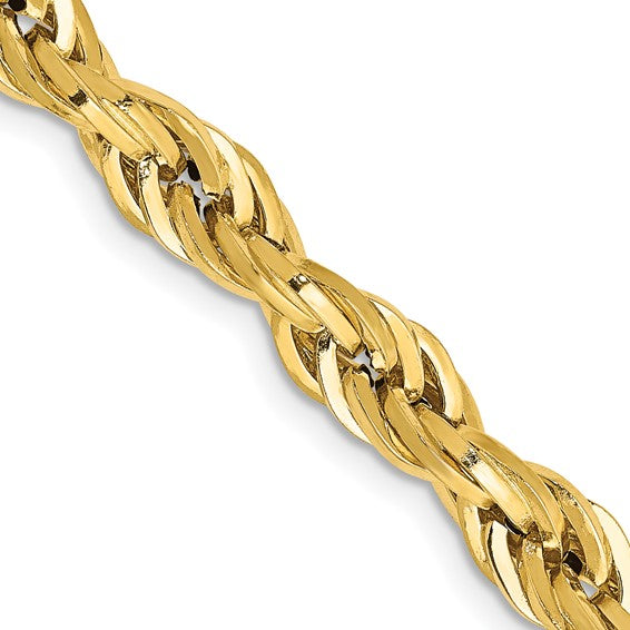 10kt Yellow Gold 5.4mm Semi-Solid Rope Chain