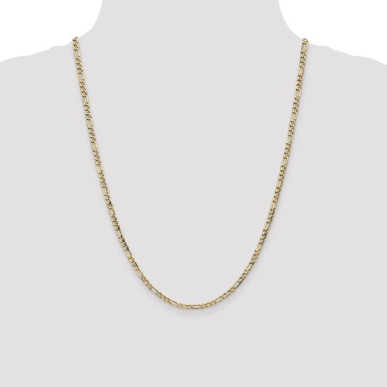 10kt Yellow Gold 3.5mm Semi-Solid Figaro Chain