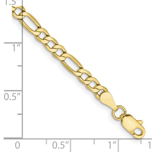 10kt Yellow Gold 3.5mm Semi-Solid Figaro Bracelet