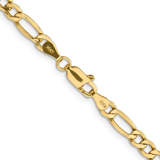 10kt Yellow Gold 4.2mm Semi-Solid Figaro Chain