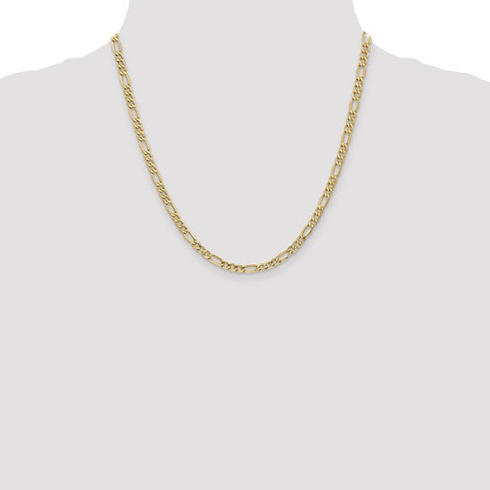 10kt Yellow Gold 4.2mm Semi-Solid Figaro Chain