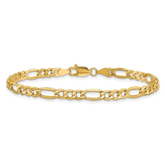 10kt Yellow Gold 4.2mm Semi-Solid Figaro Chain