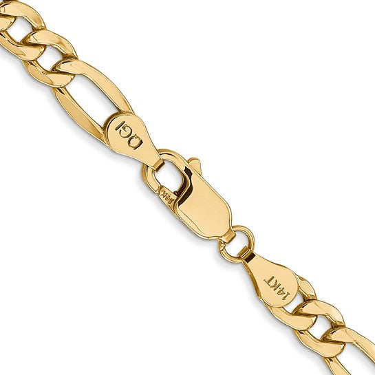 10kt Yellow Gold 5.35mm Semi-Solid Figaro Chain
