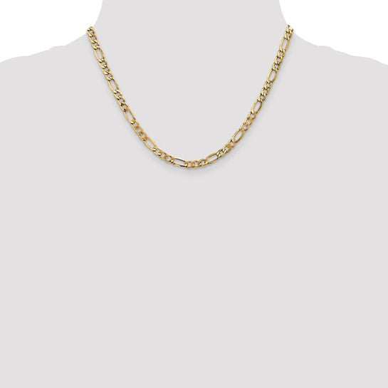 10kt Yellow Gold 5.35mm Semi-Solid Figaro Chain