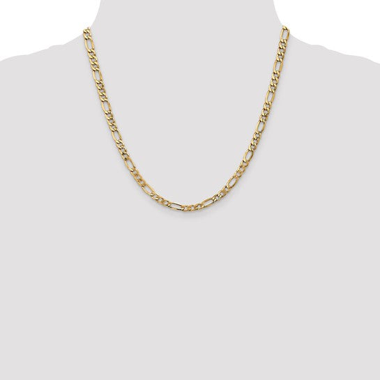 10kt Yellow Gold 5.35mm Semi-Solid Figaro Chain