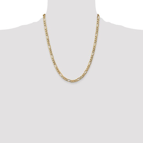 10kt Yellow Gold 5.35mm Semi-Solid Figaro Chain