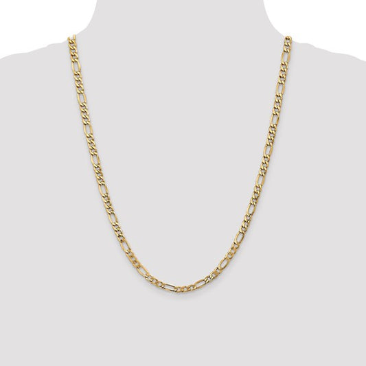 10kt Yellow Gold 5.35mm Semi-Solid Figaro Chain